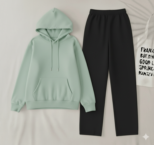 Pista Green Hoodie & black flapper Trouser