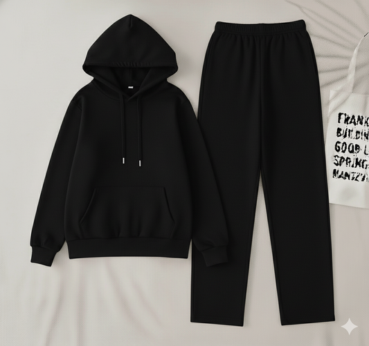 Black hoodie & black flapper Trouser