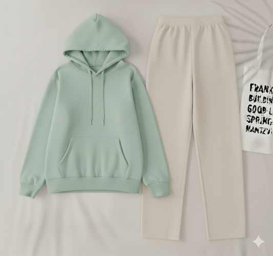 Pista Green Hoodie & White flapper Trouser